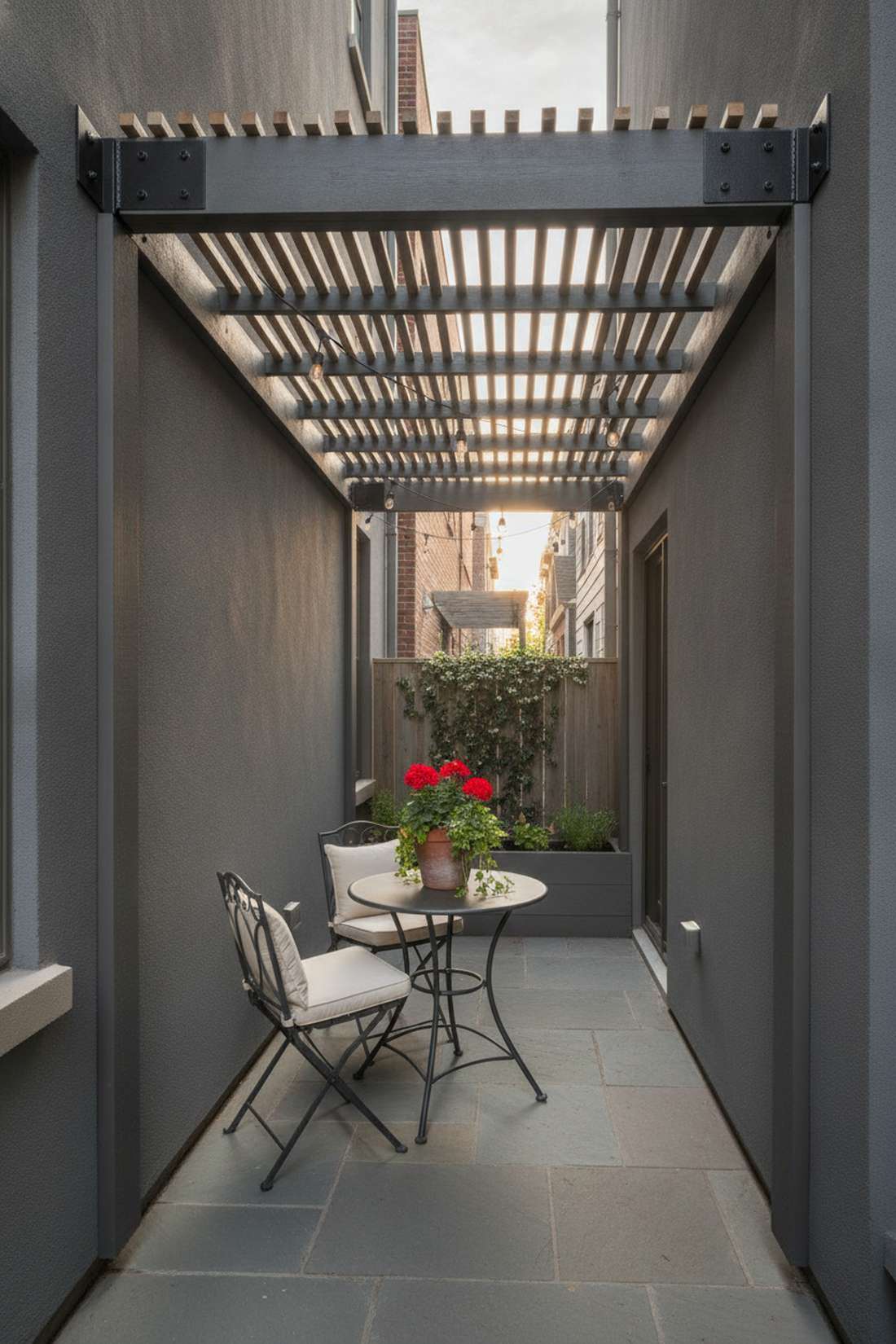 corner mounted pergola for small patios