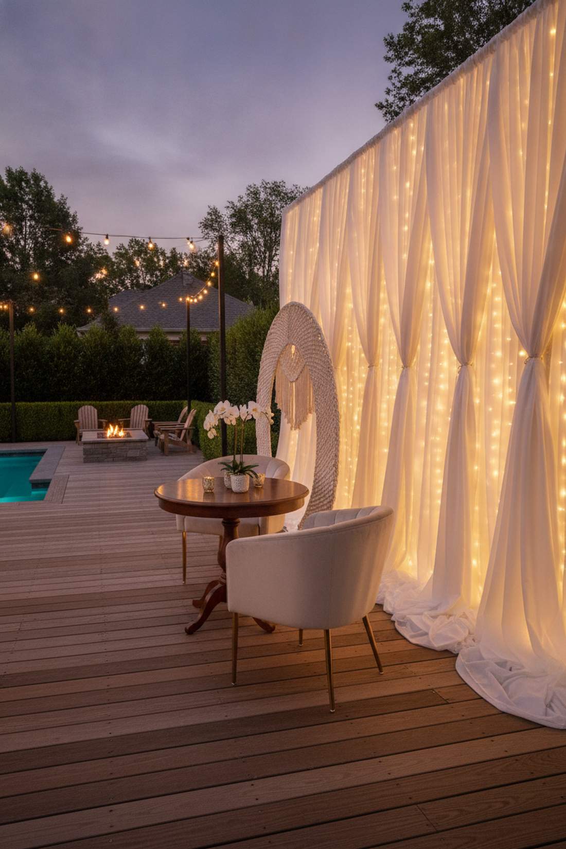 lights with flowing fabric draping