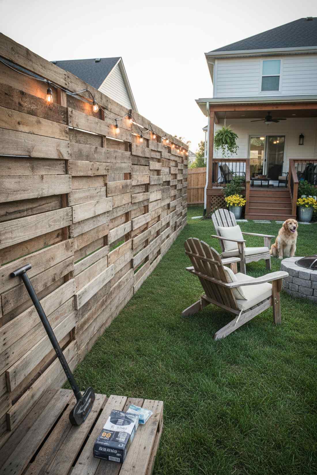 reclaimed pallet wood fence