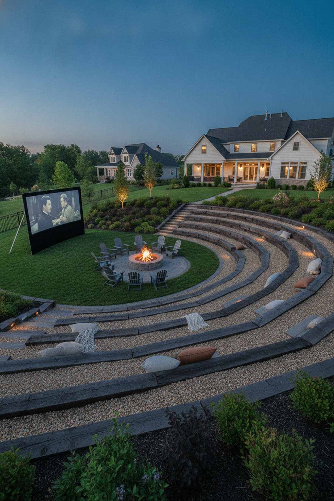 stepped seating amphitheater style