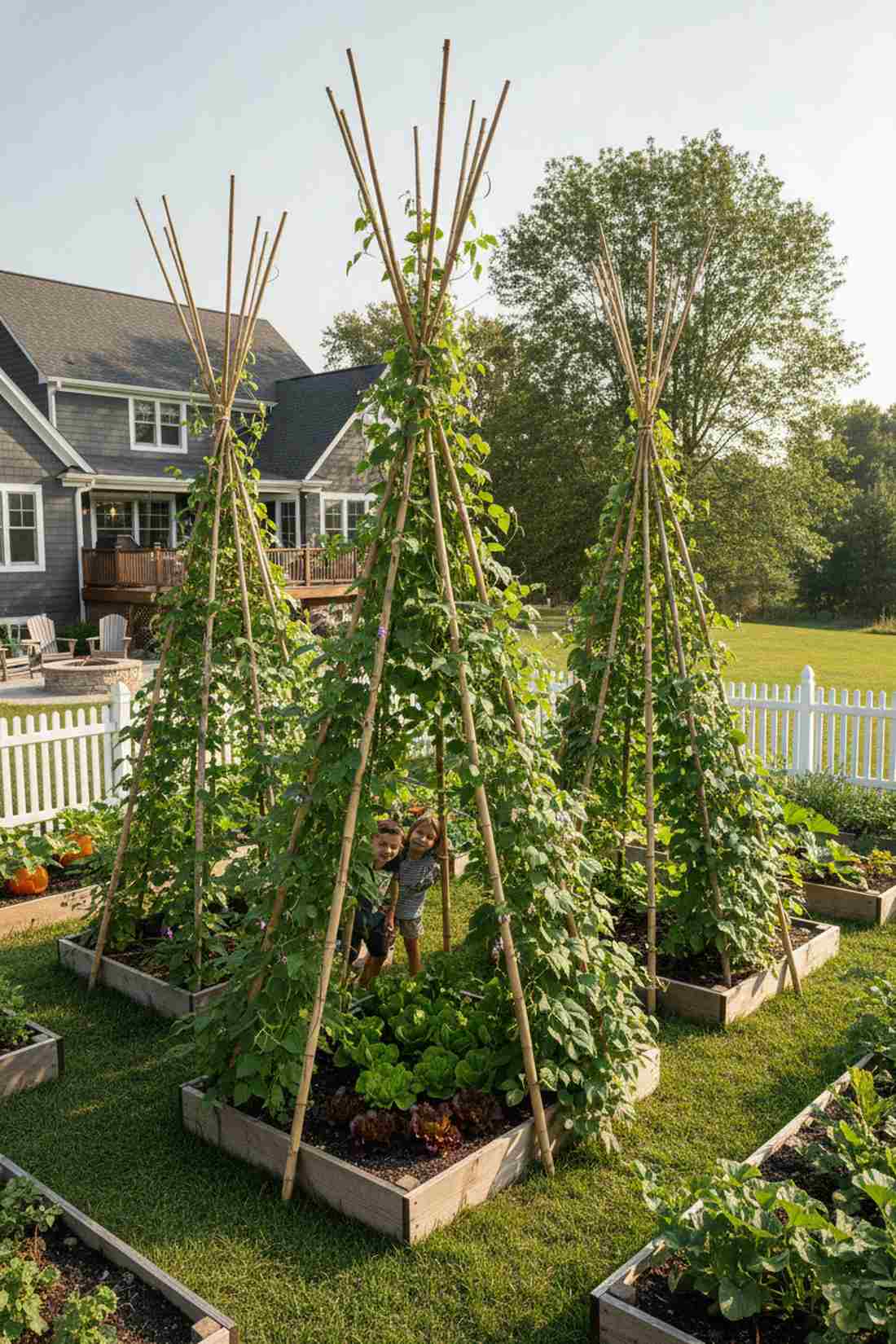 vertical bean teepees
