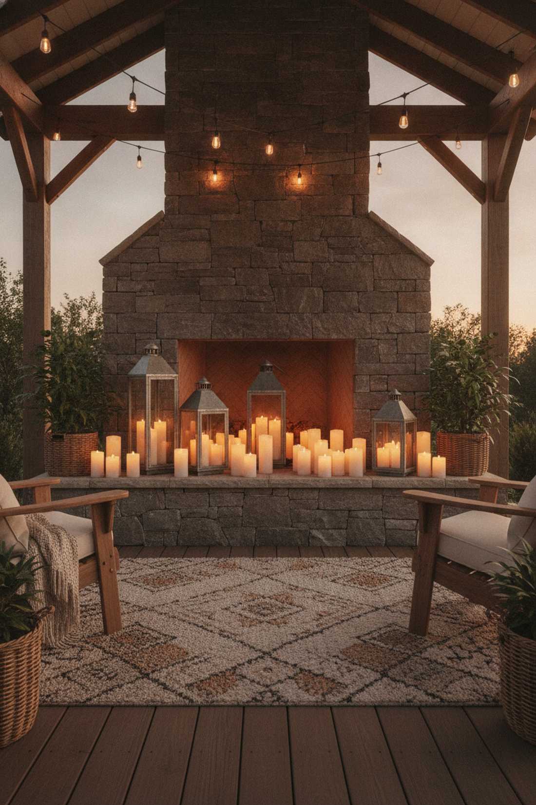 lanterns and candles for layered fire glow