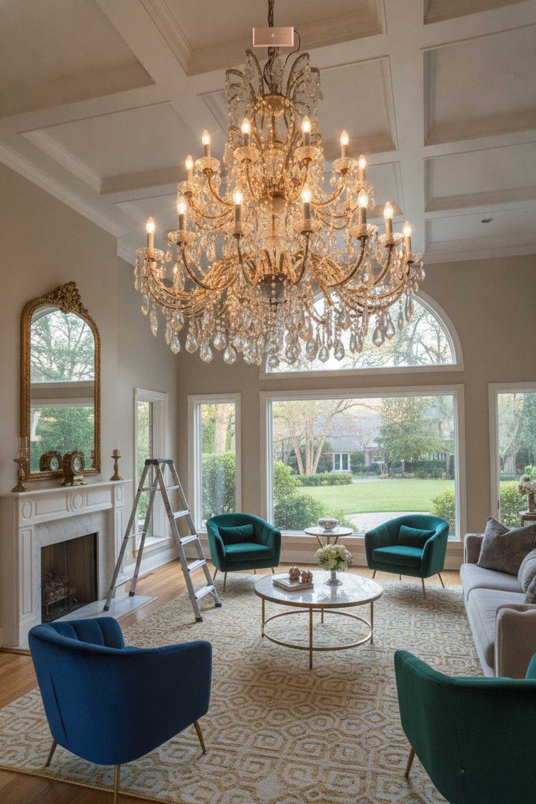 chandelier and fairy light pairing