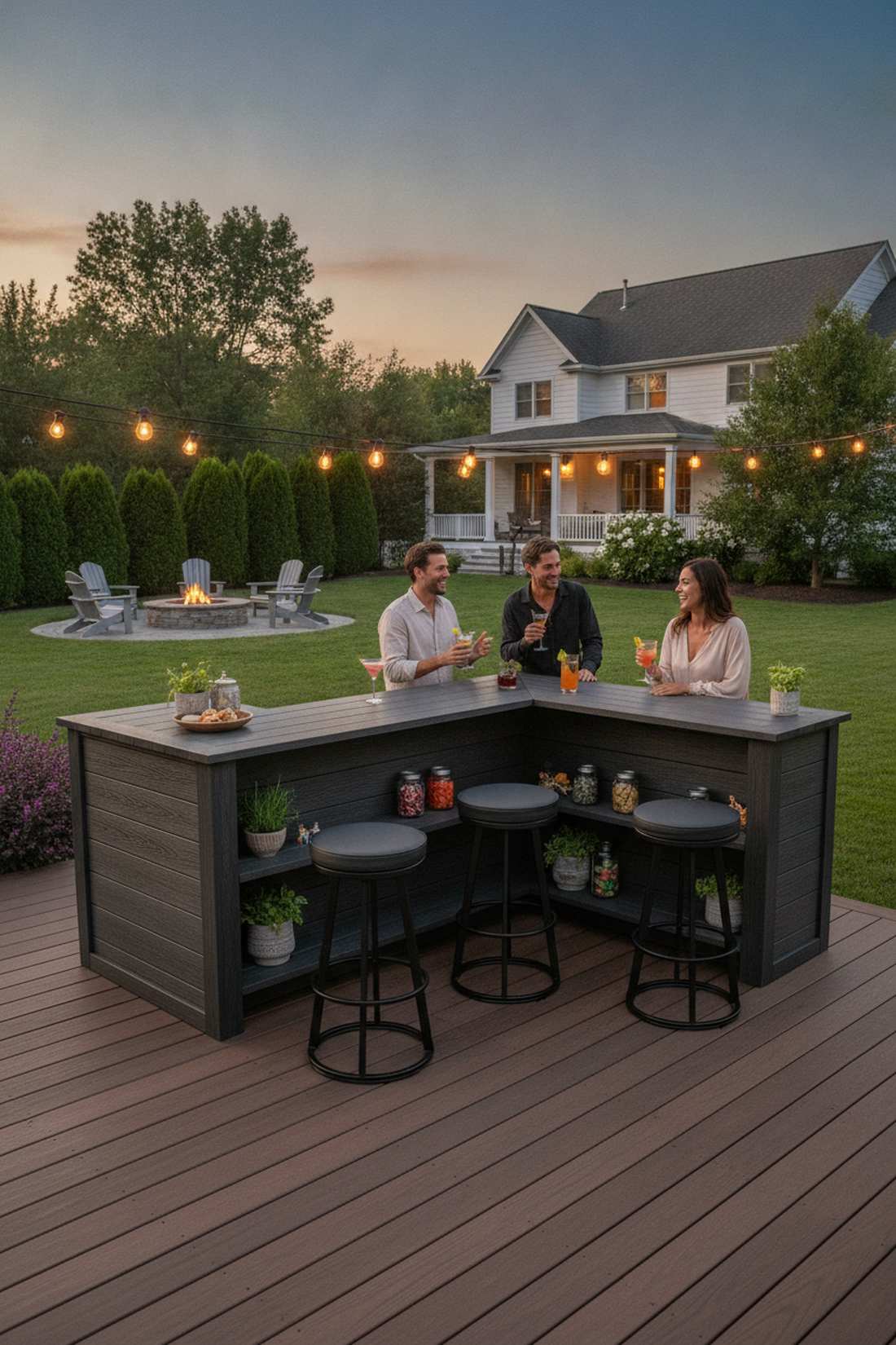 corner bar with swivel stools