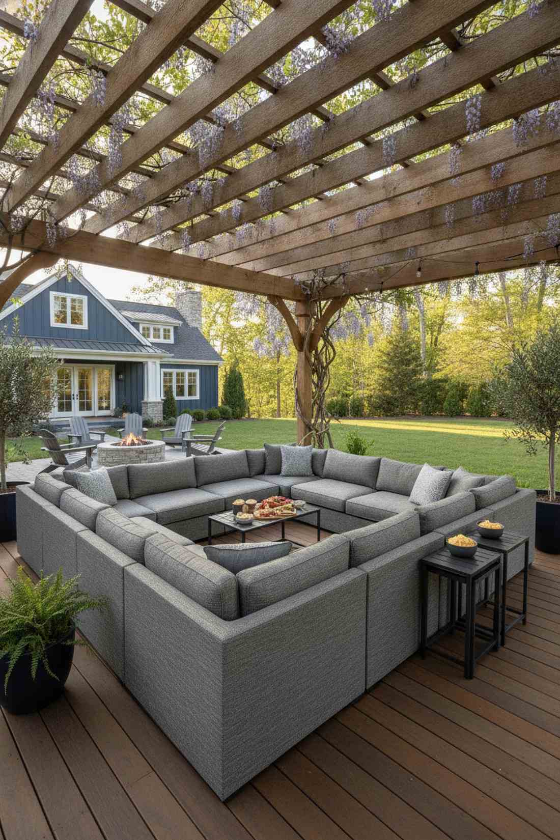 u shaped sectional with nesting tables