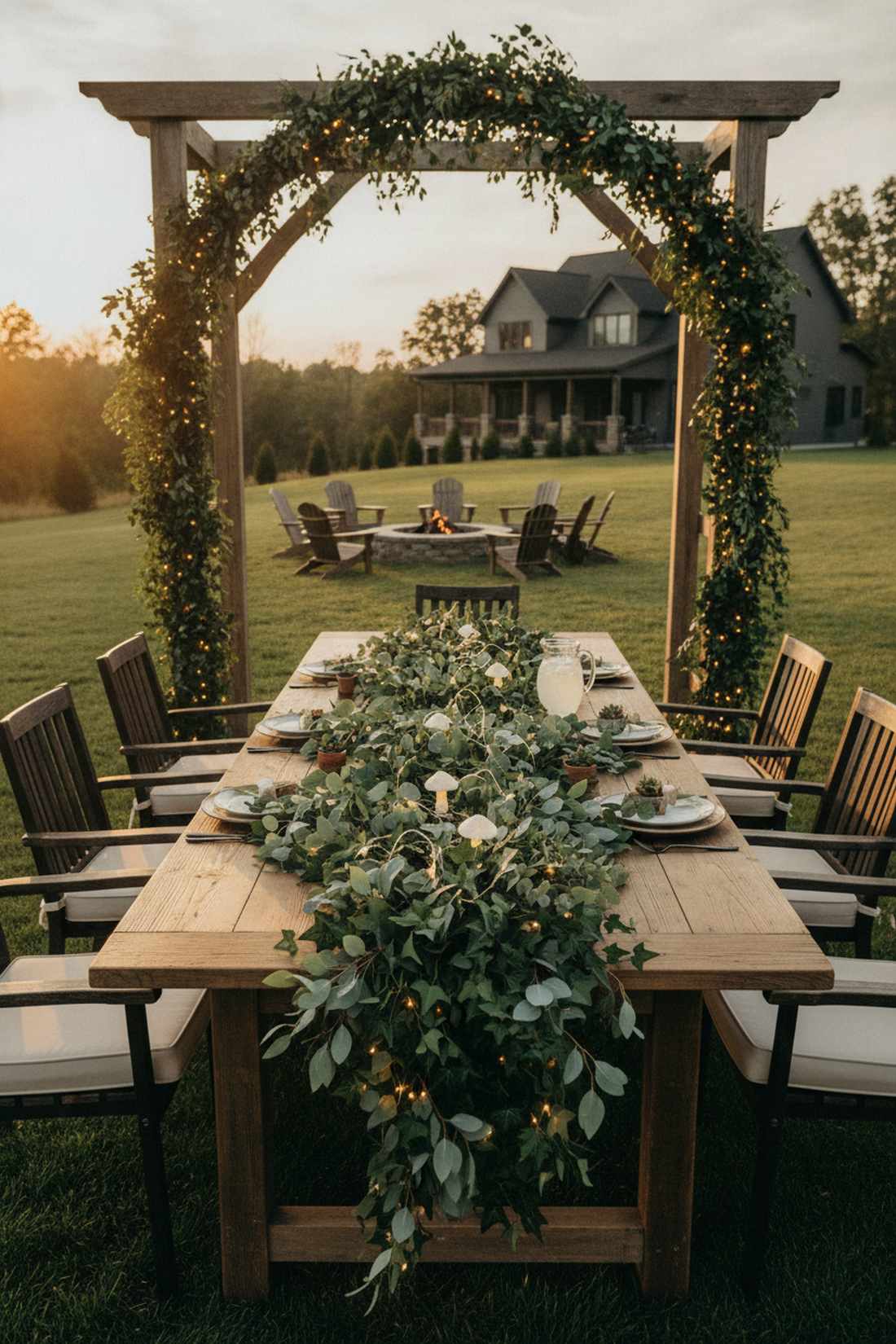 greenery garland with woven lights