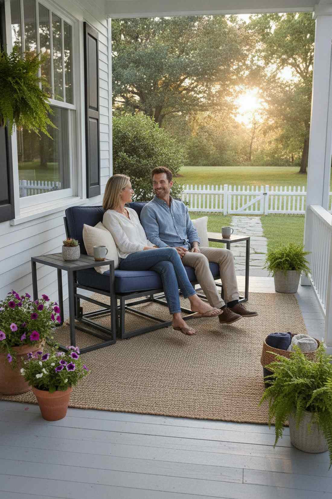 loveseat glider with side tables