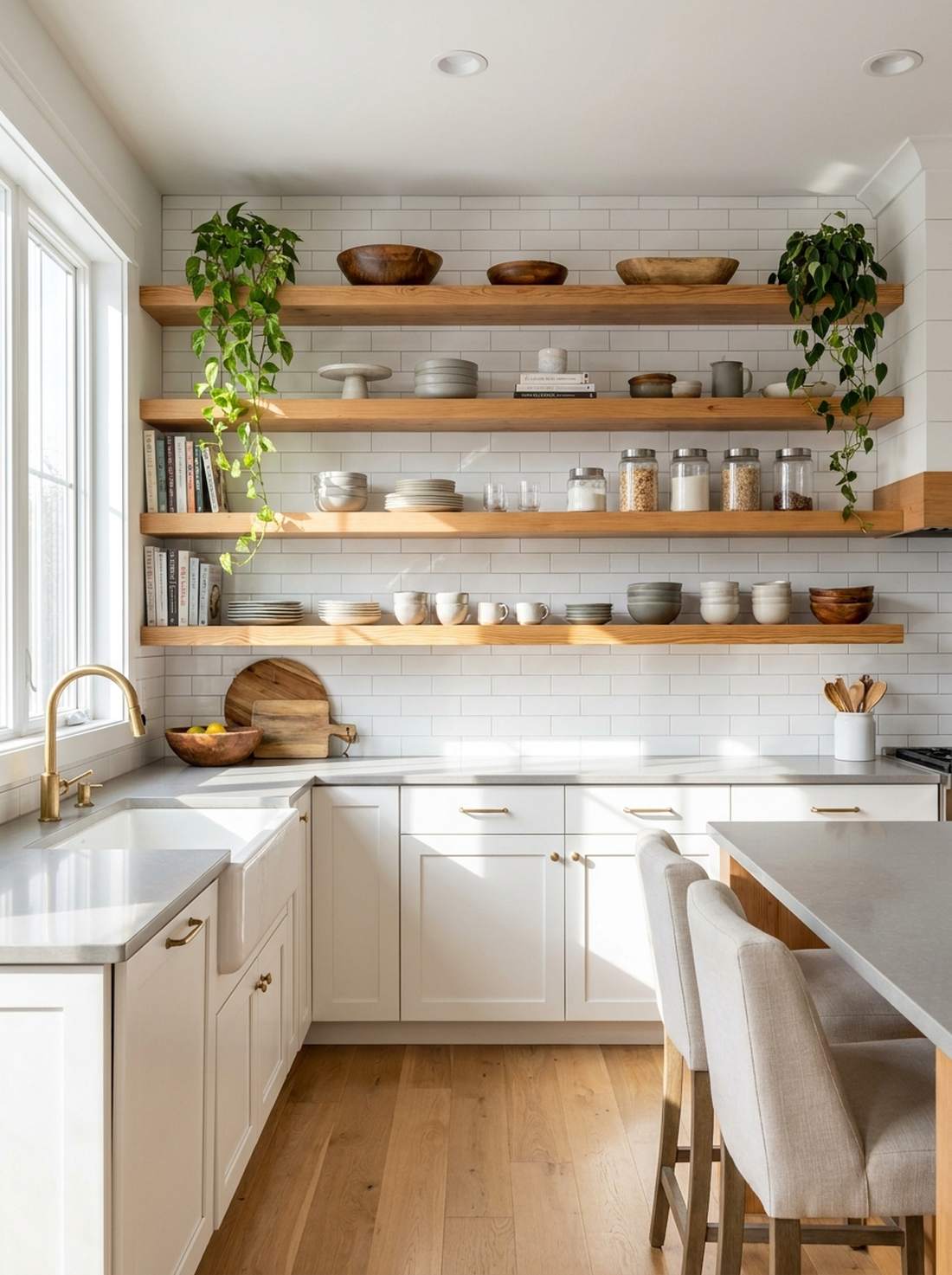 open shelving displays