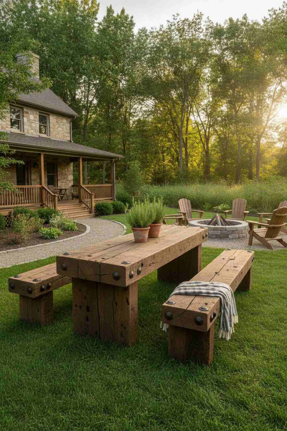 reclaimed wood rustic seating assemblies
