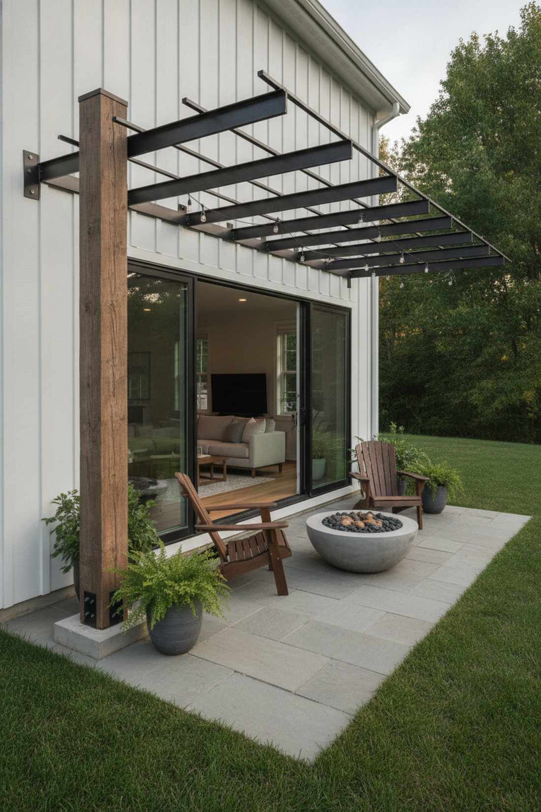 wall mounted single post pergola