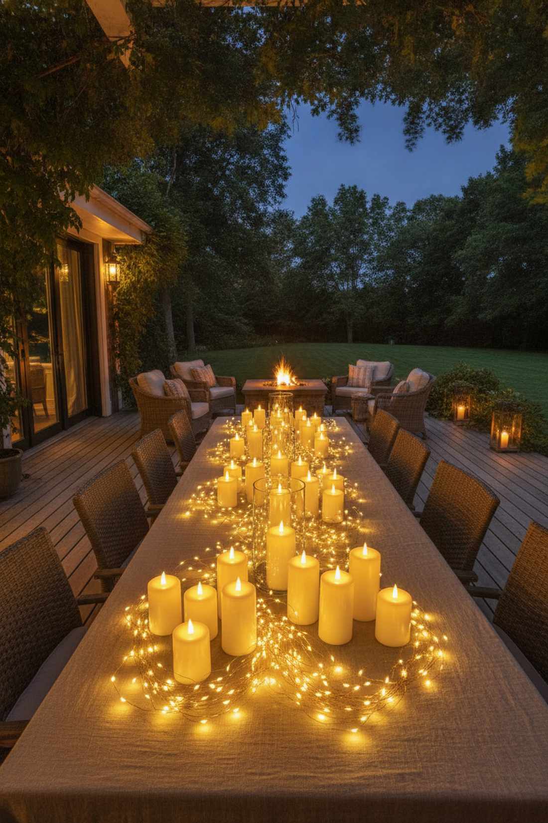 candle and fairy light layering