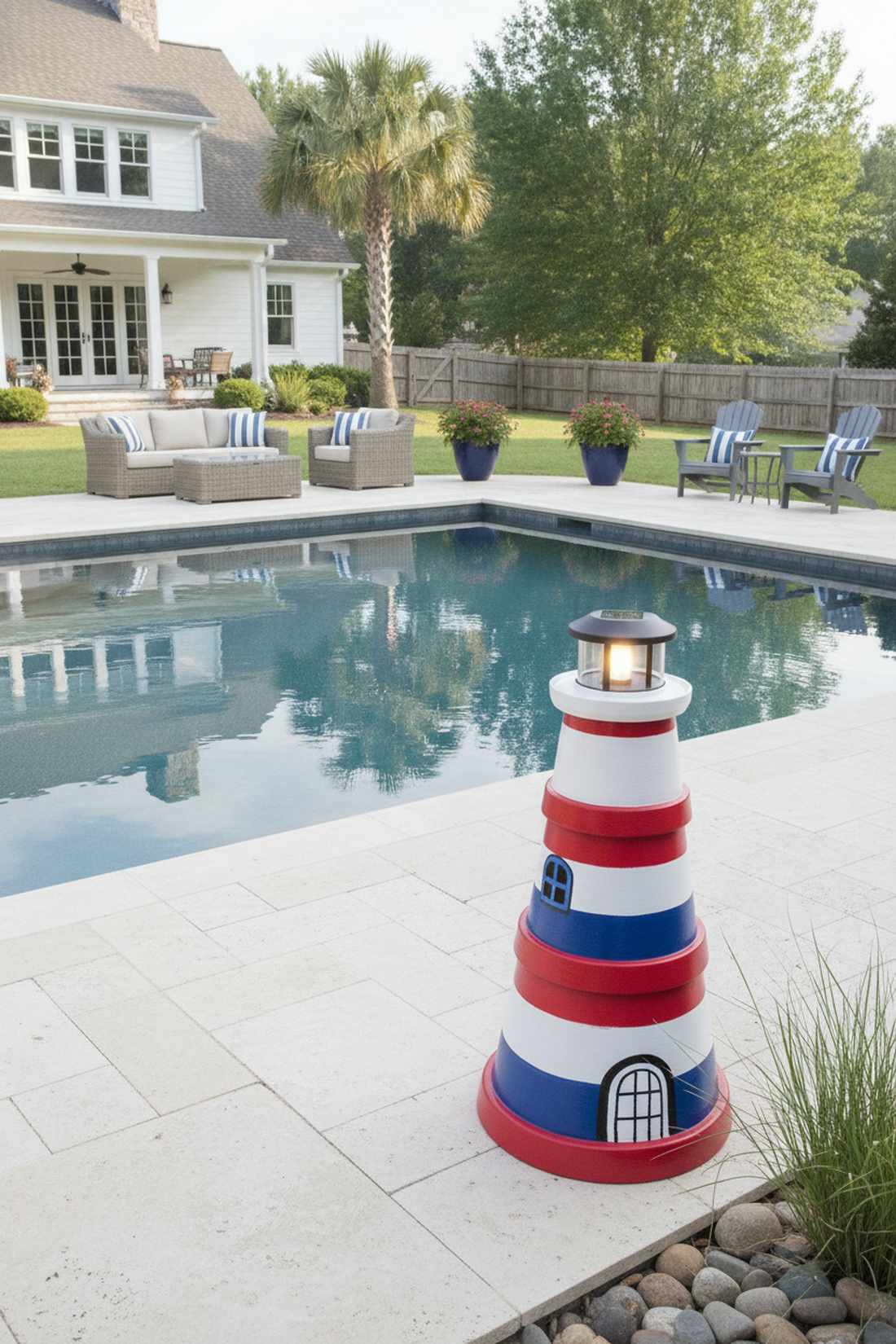 clay pot lighthouse accent