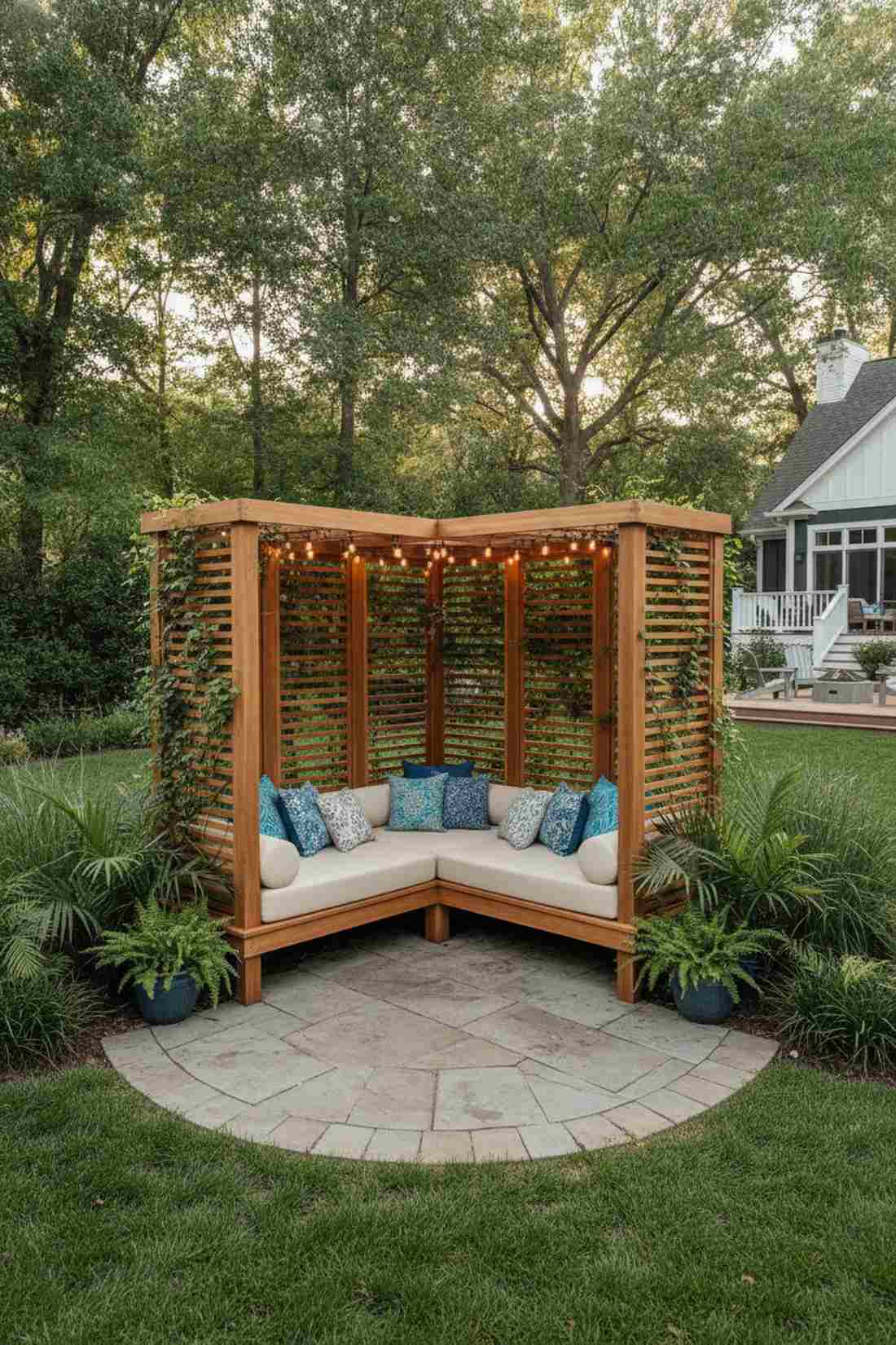 corner daybed with privacy panels