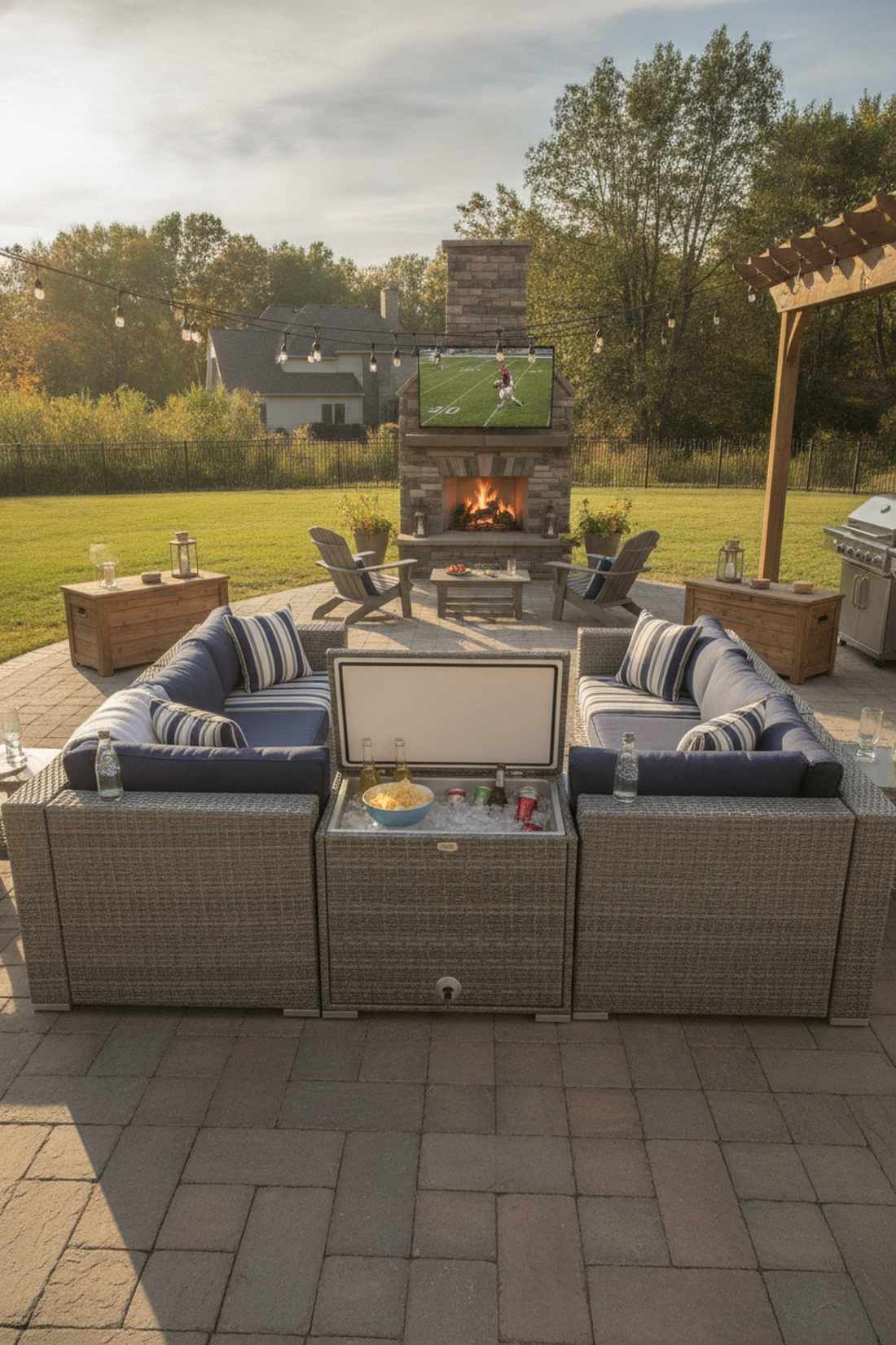 outdoor sectional with built in cooler