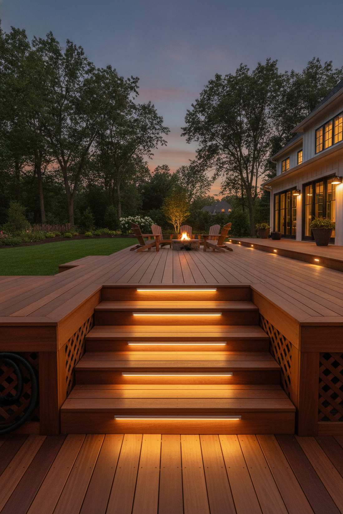 step integrated riser lights