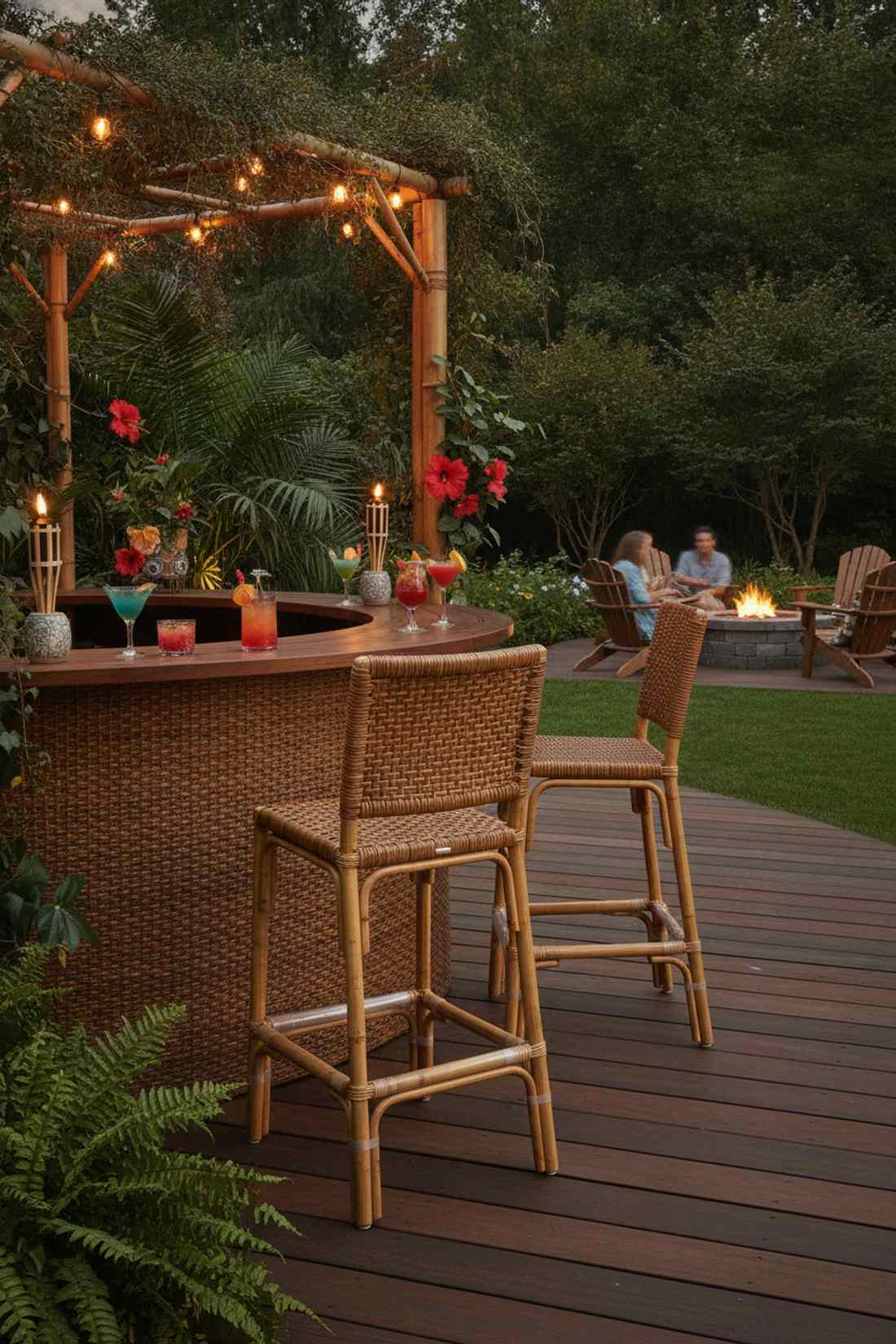 bamboo bar stools with footrests
