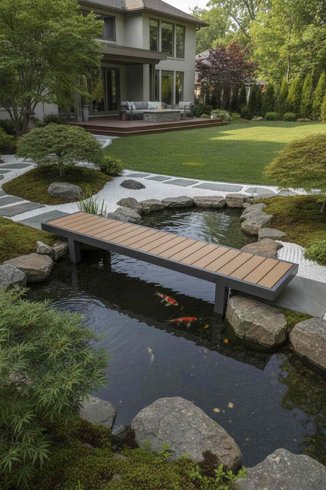 bridge style seating over water