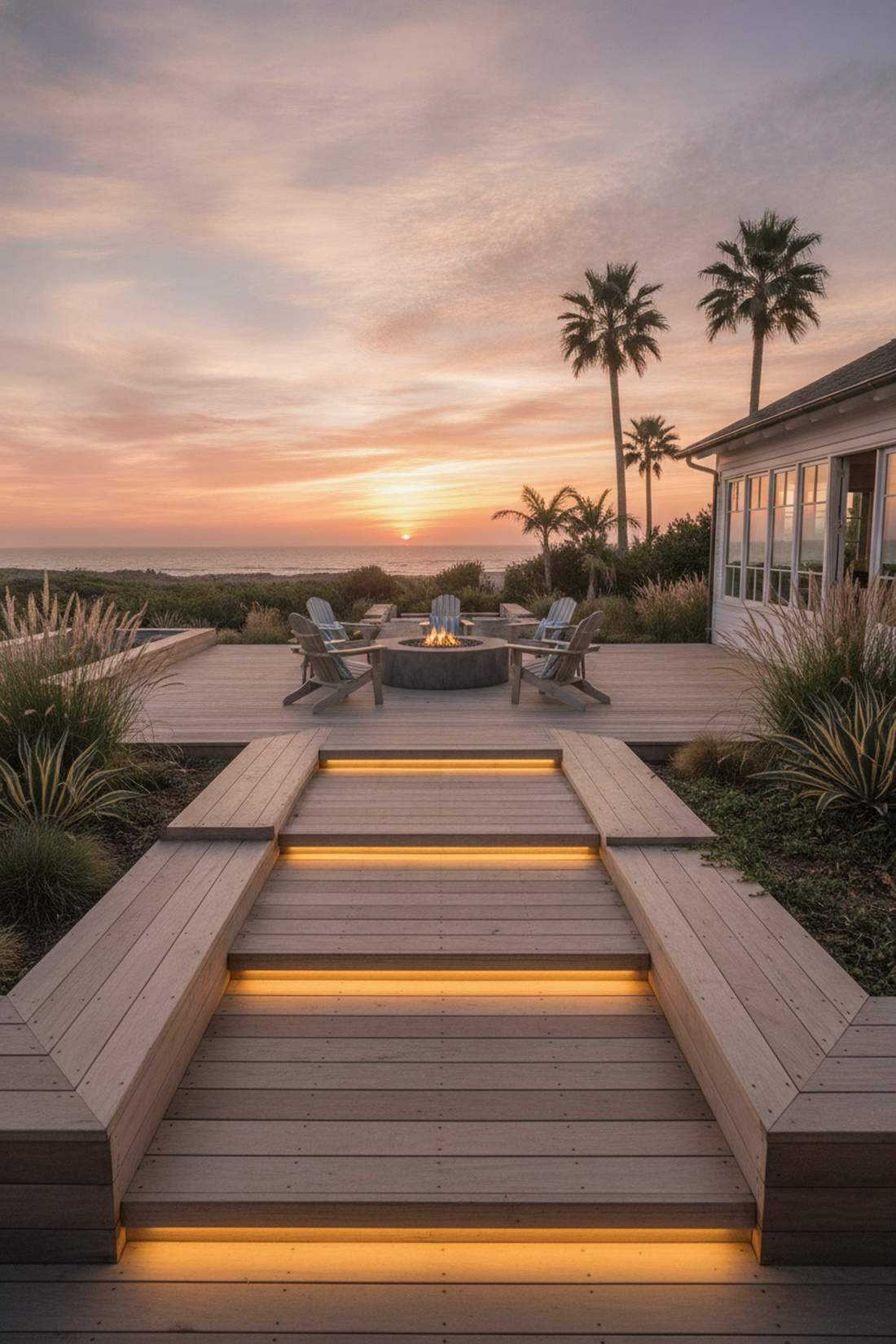 cascading stairway entertainment deck