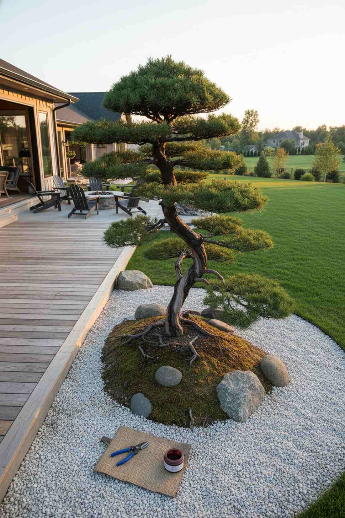cloud pruned evergreens