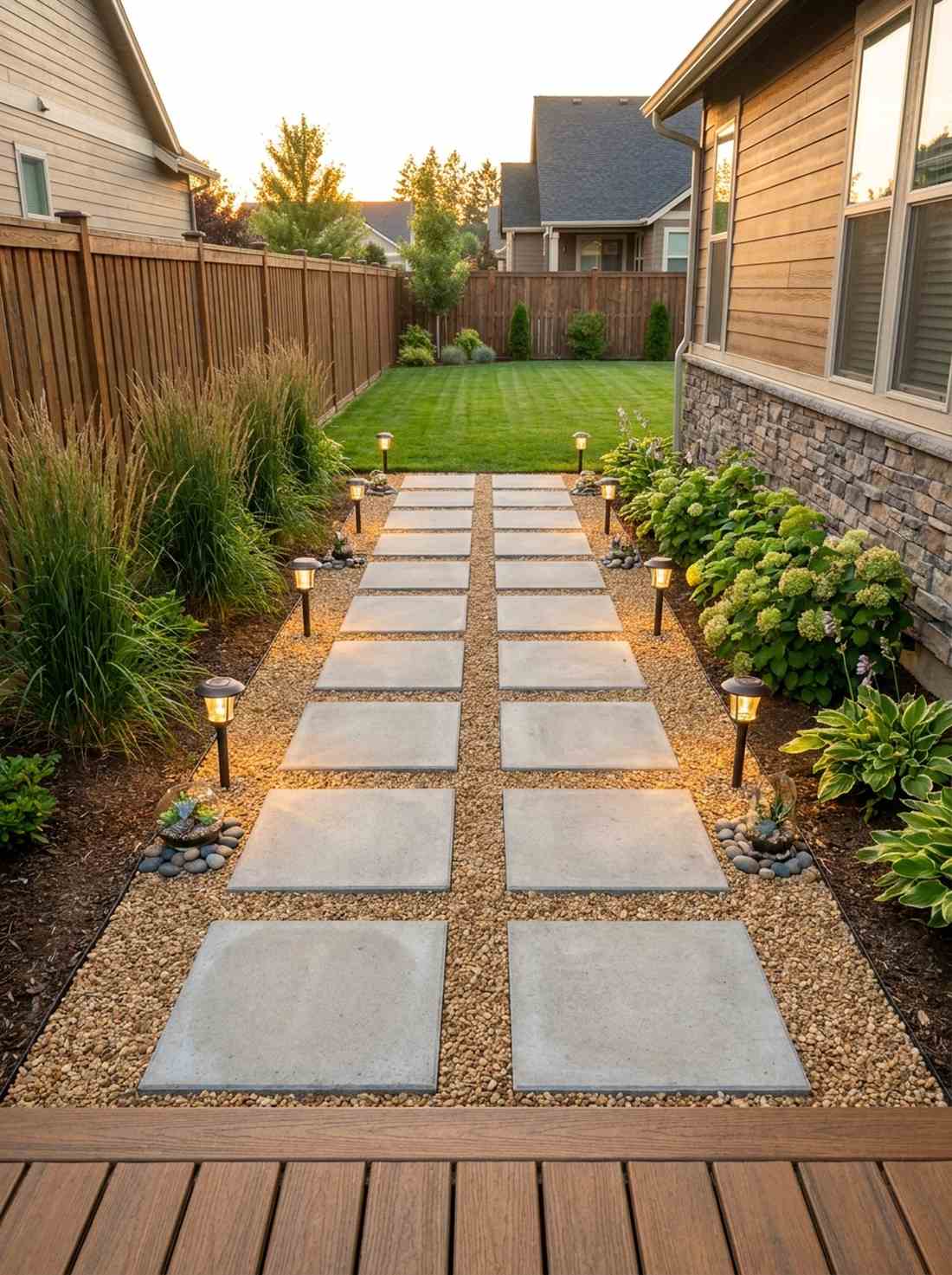 concrete paver and gravel integration