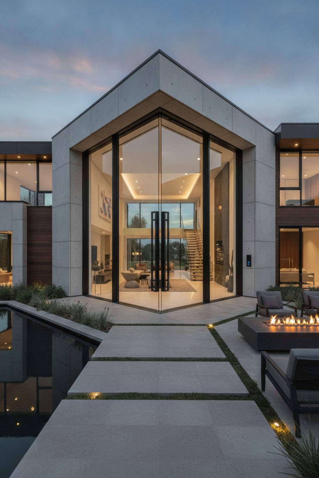 corner glass pivot doors