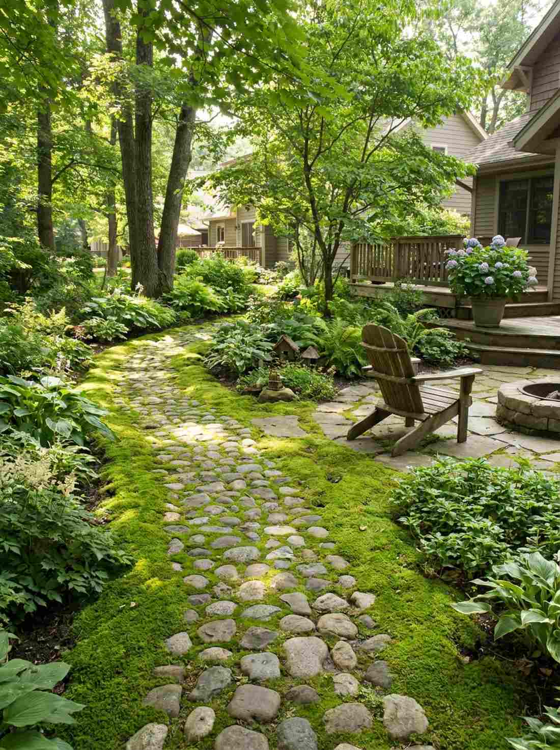 curved moss pathway