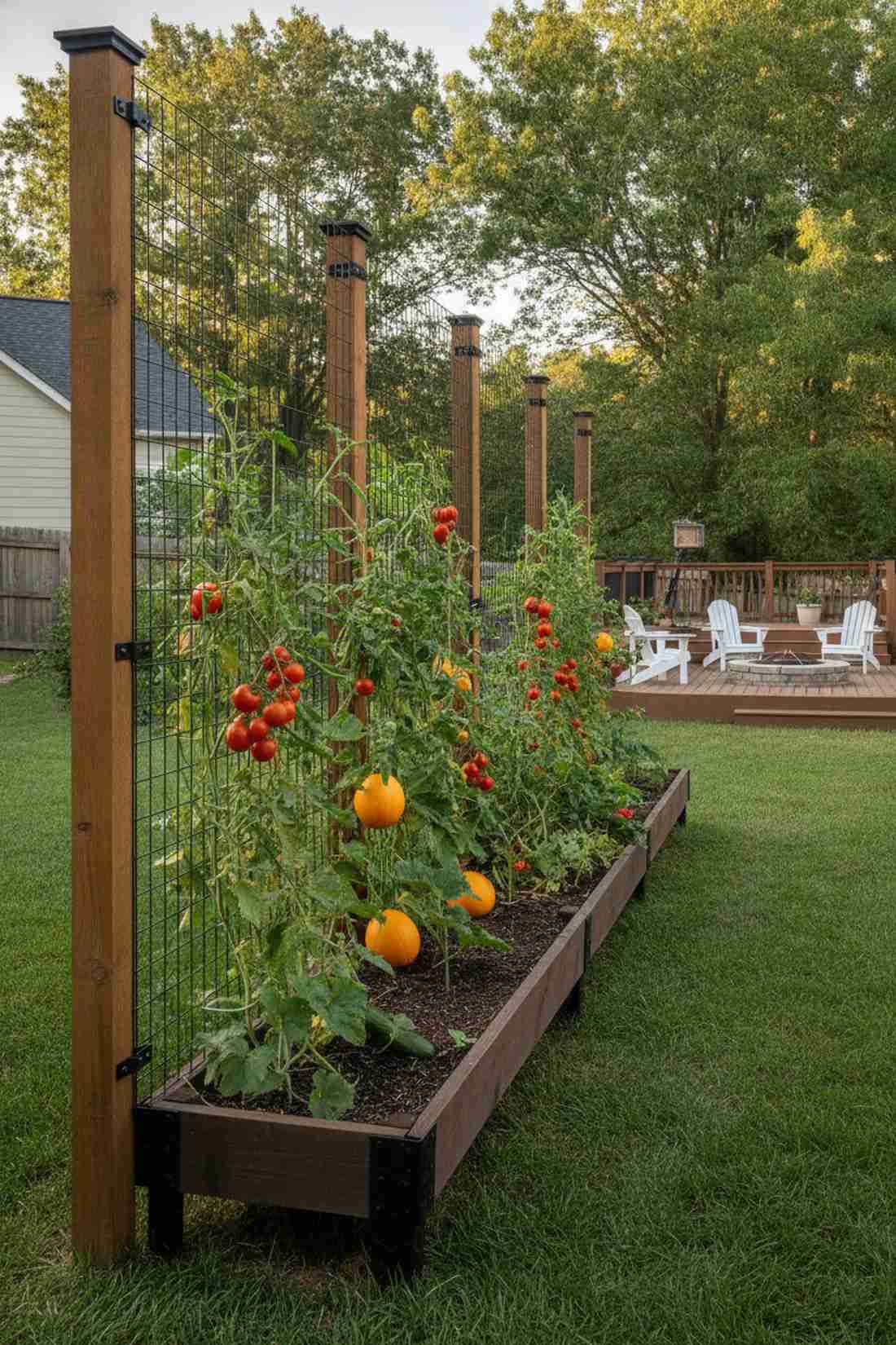 fence mounted trellis bed combination
