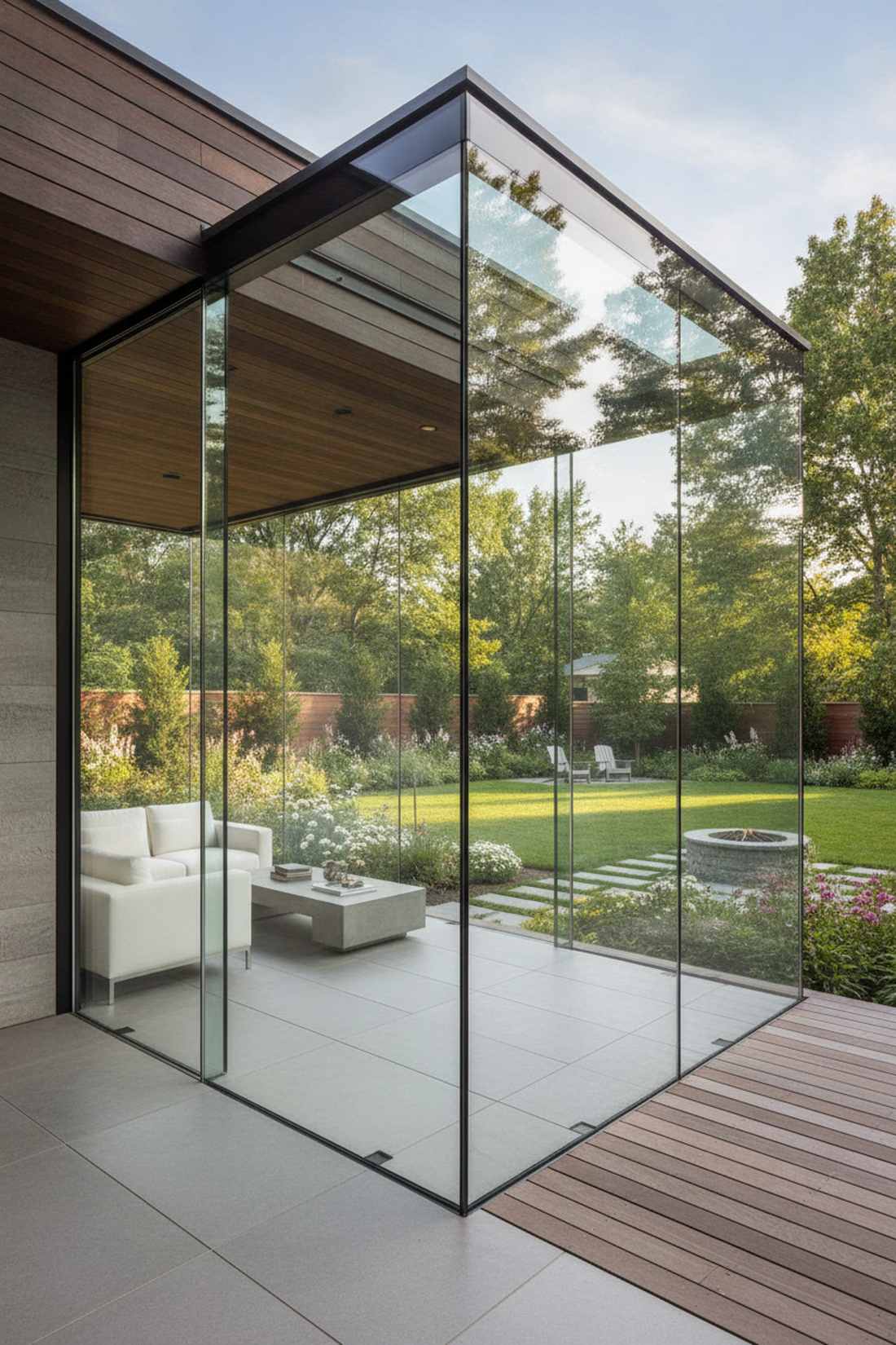 frameless glass corner enclosure