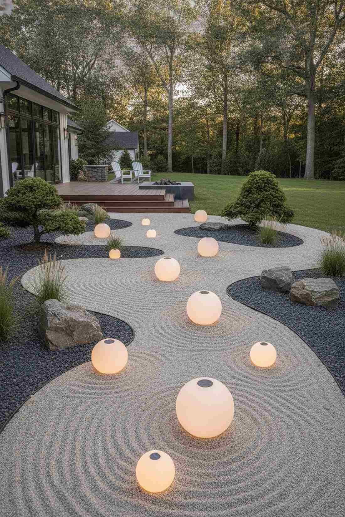 gravel path sphere markers