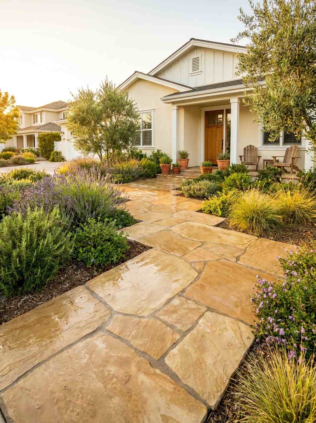 limestone slab casual walkway