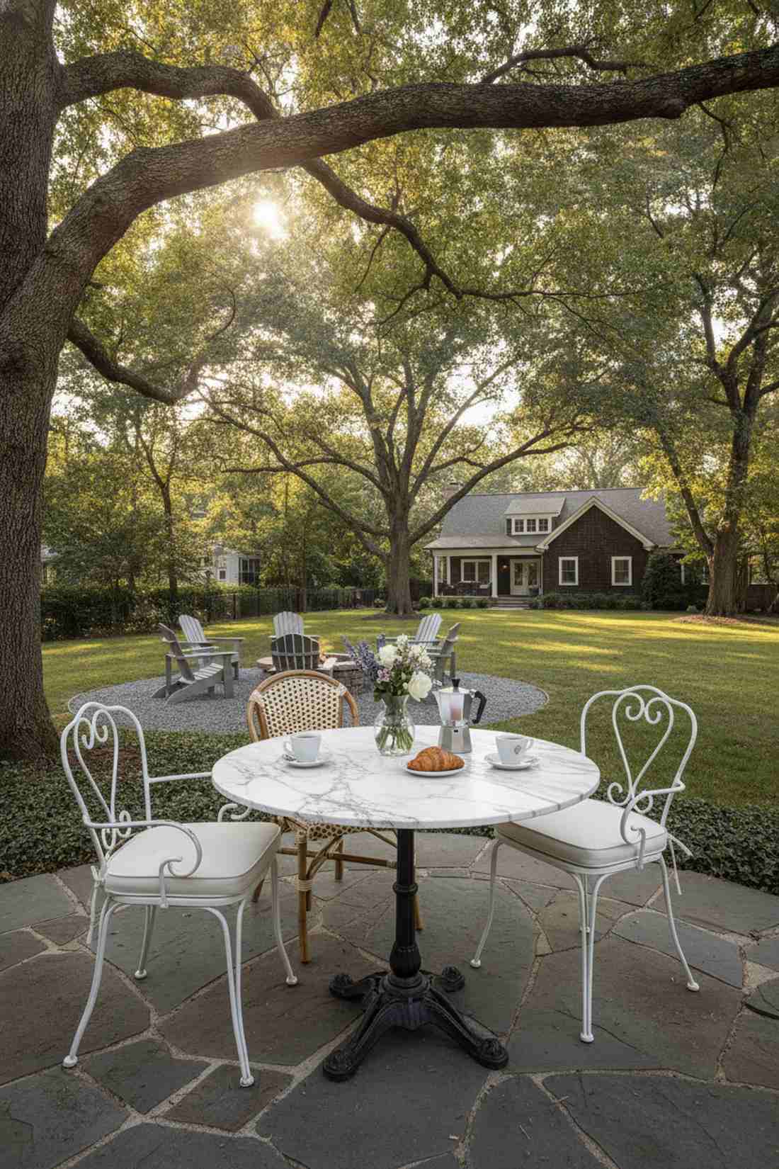 marble topped outdoor tables