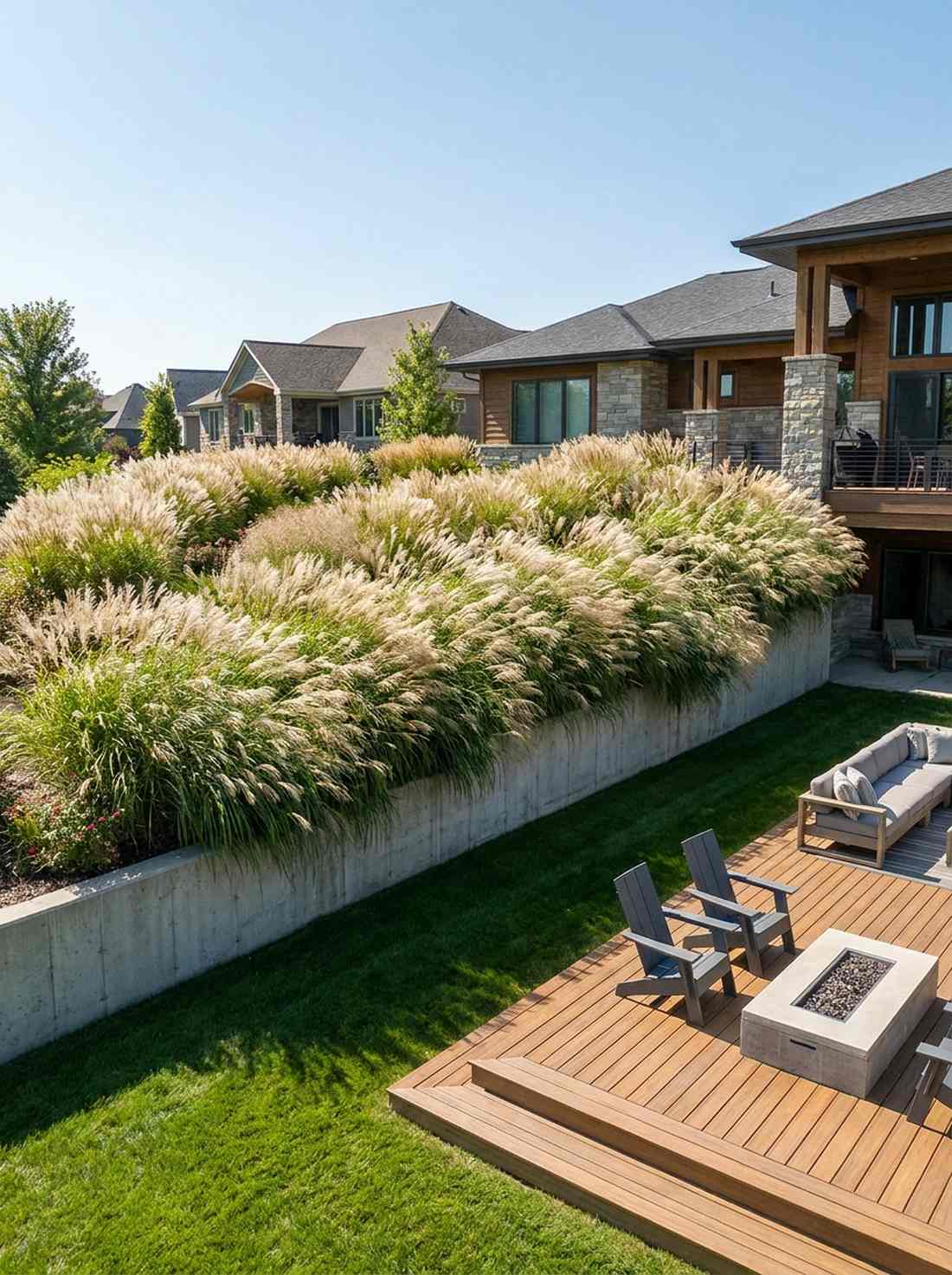 massed ornamental grass drifts