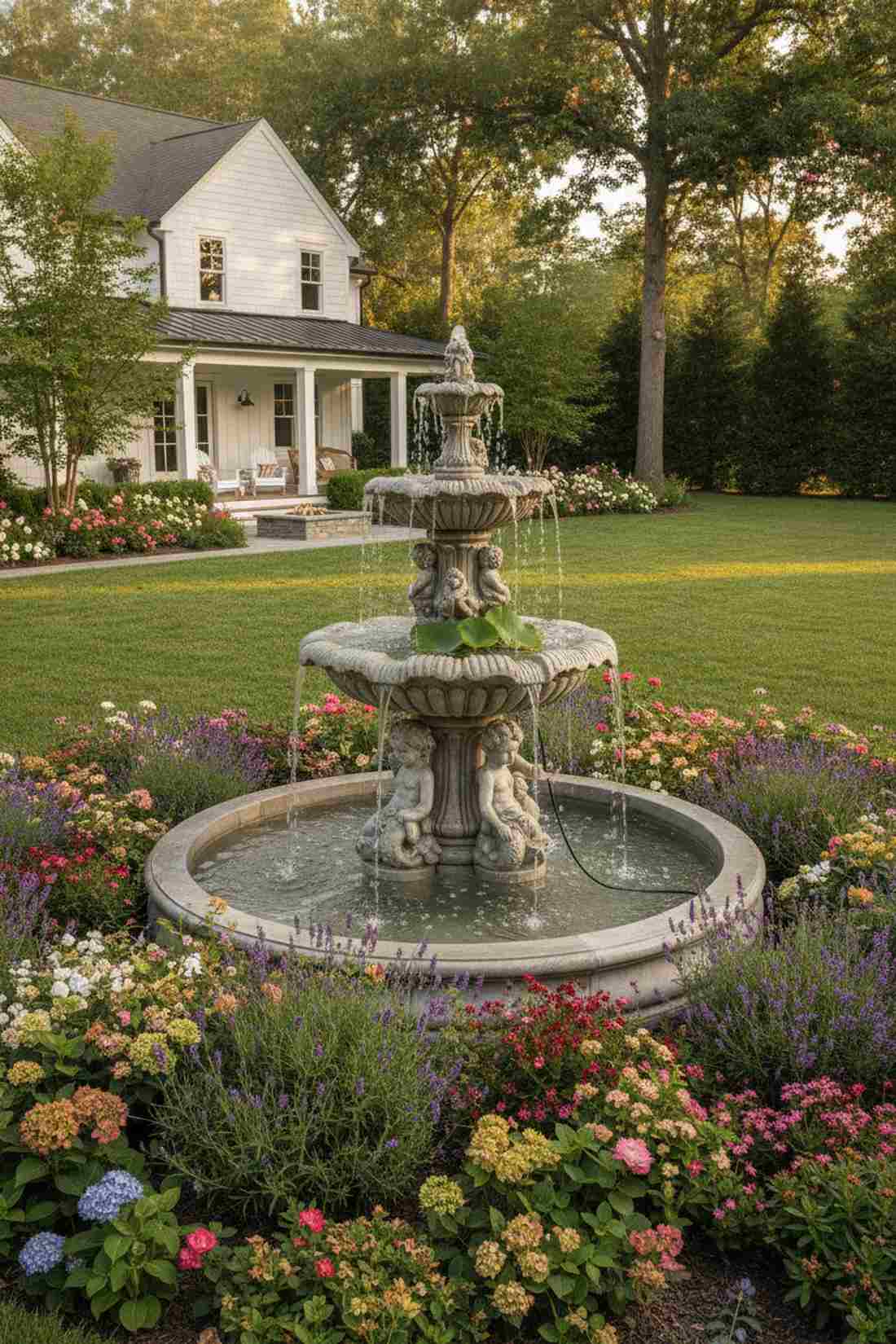 multi level statue fountain