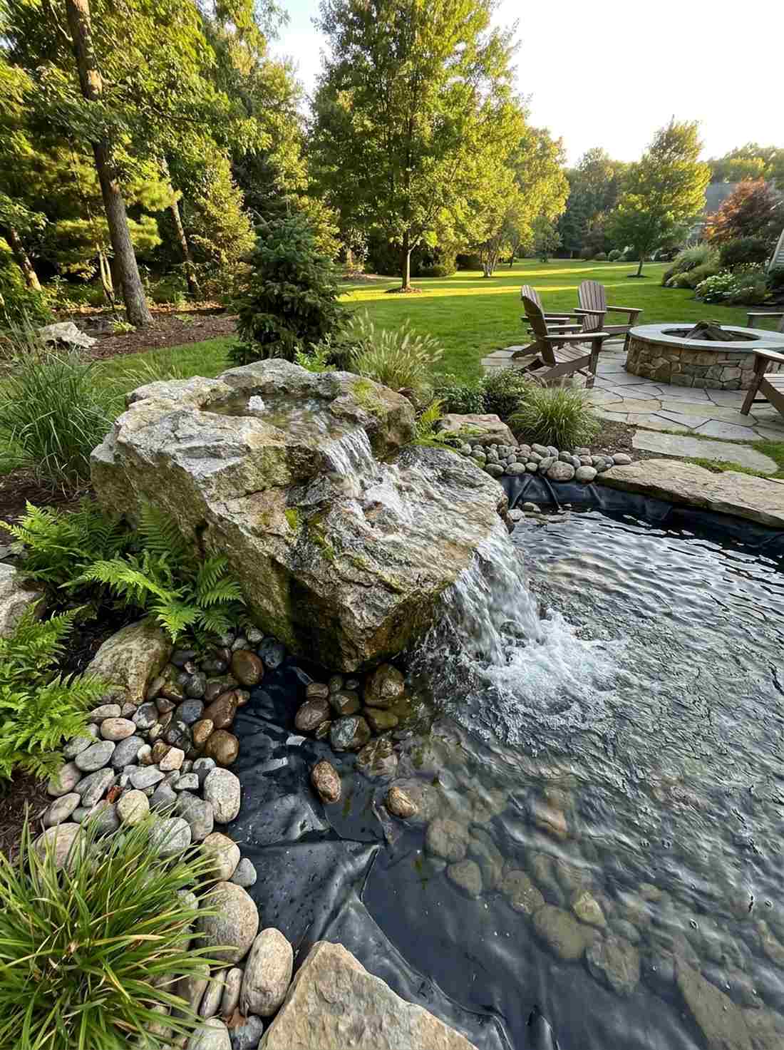natural boulder basin with spillway