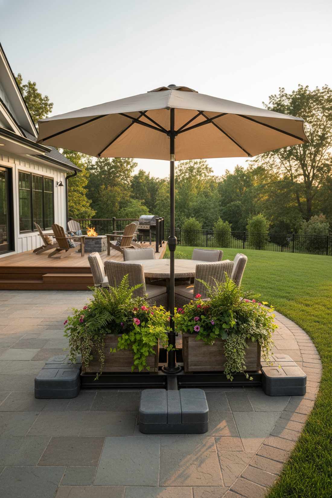 offset umbrella with cross base support