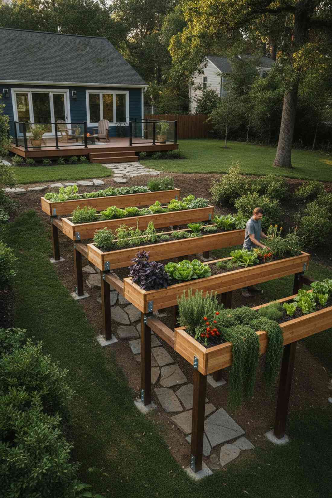 post elevated bench beds