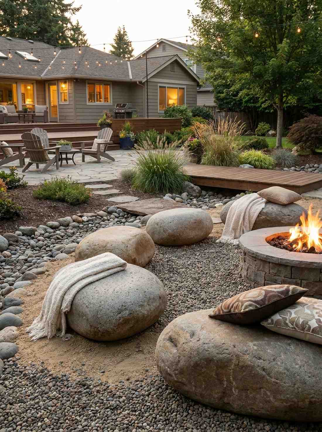 river stone cluster seat