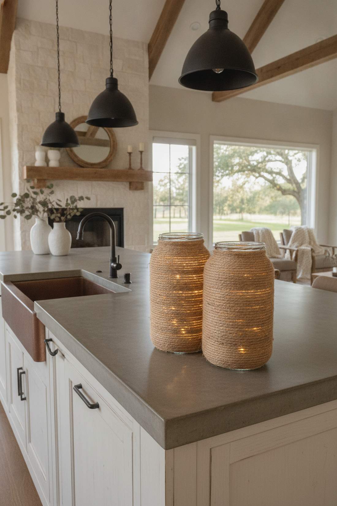 rustic jute wrapped jars