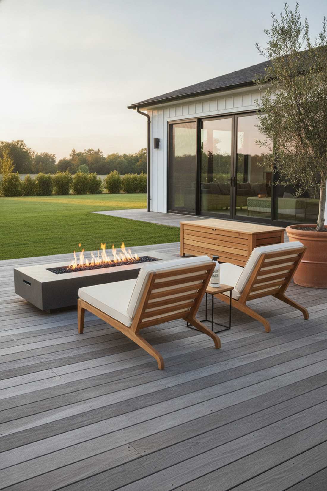 slim profile teak lounge chairs