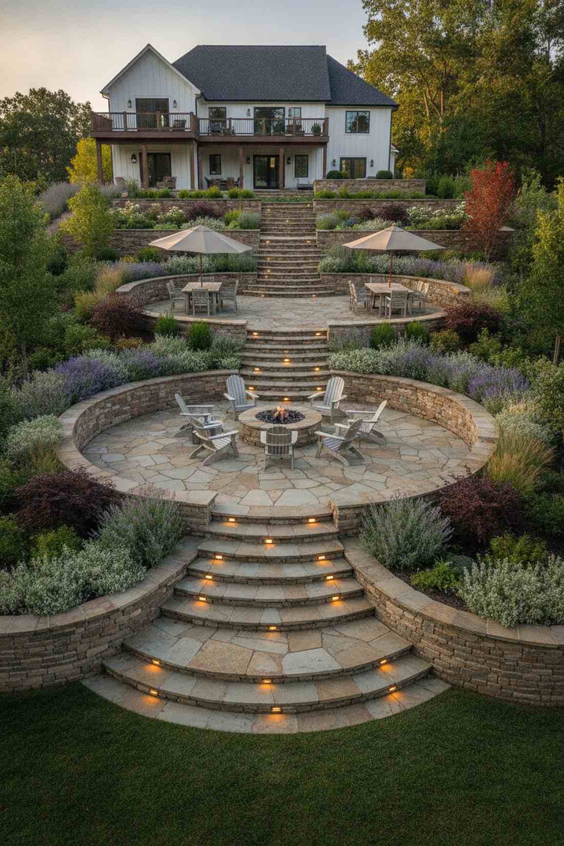 stepped terrace flagstone levels