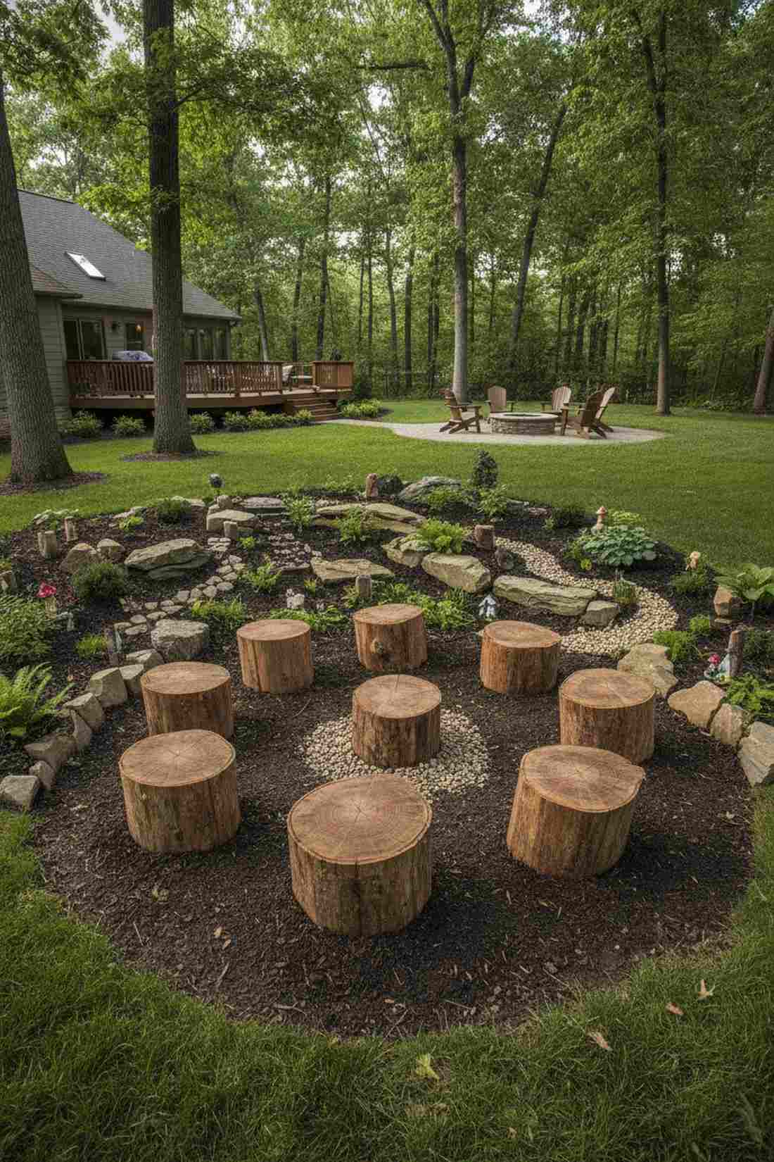 tree stump seating circles