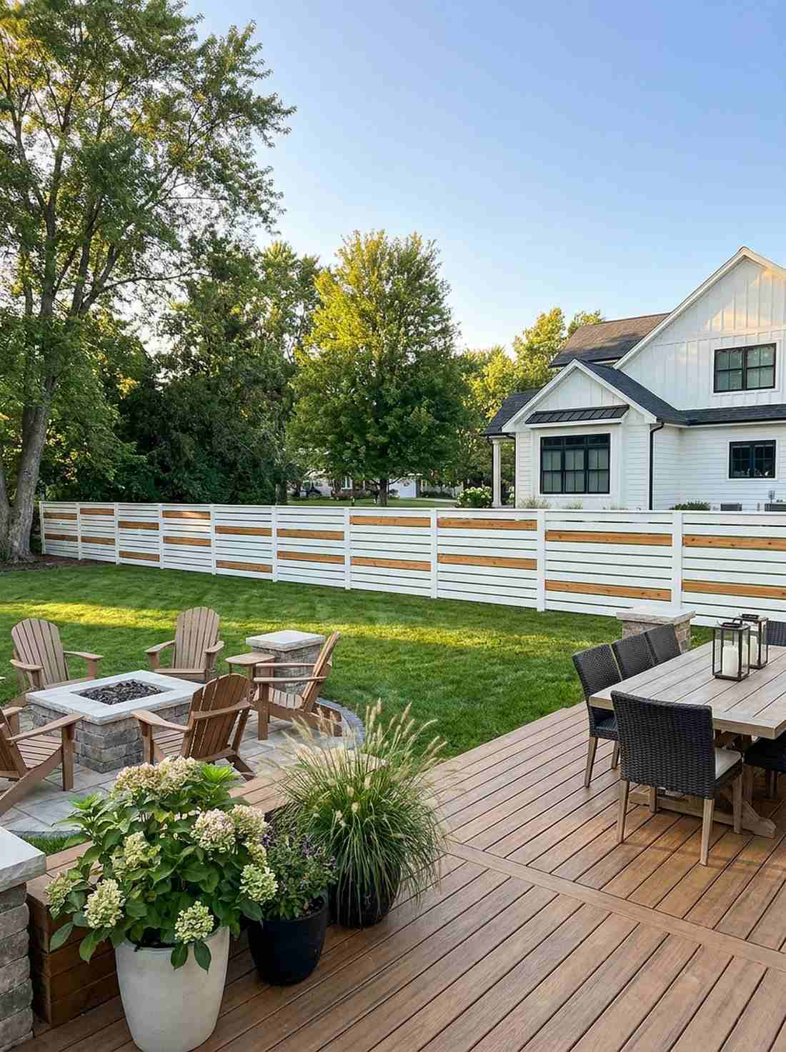 two tone horizontal fence design