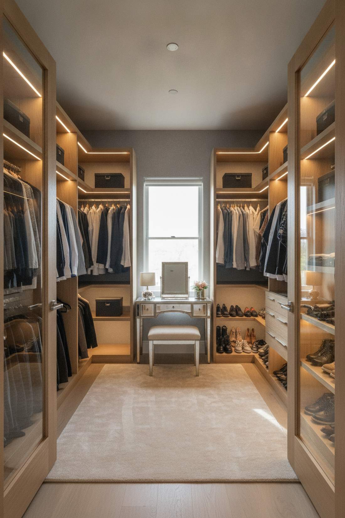 closet interior organization lighting