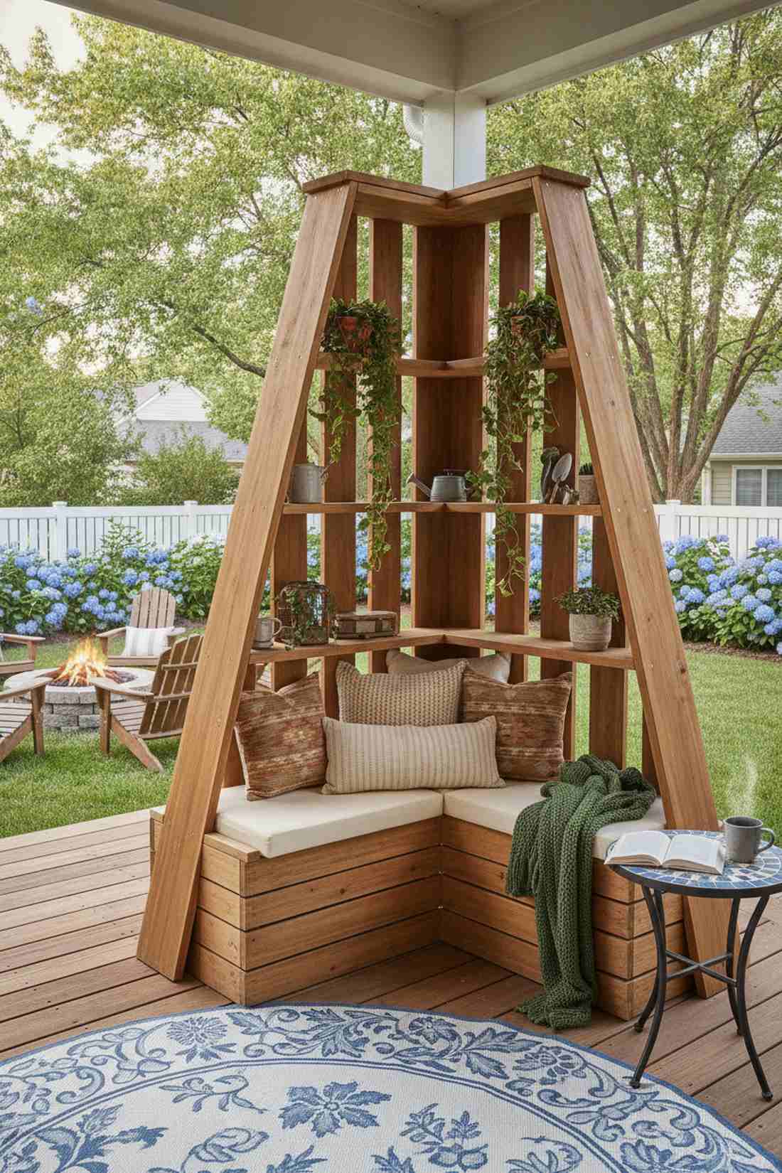 corner ladder shelf seat