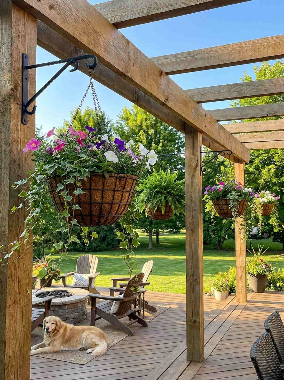 hanging planters on patio posts