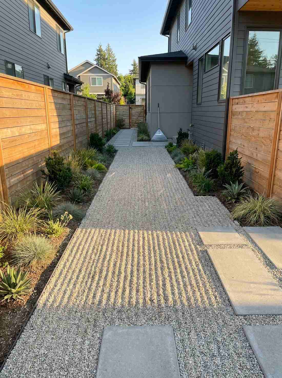 linear side yard garden