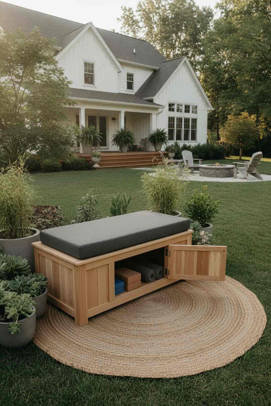 meditation bench with cushion storage