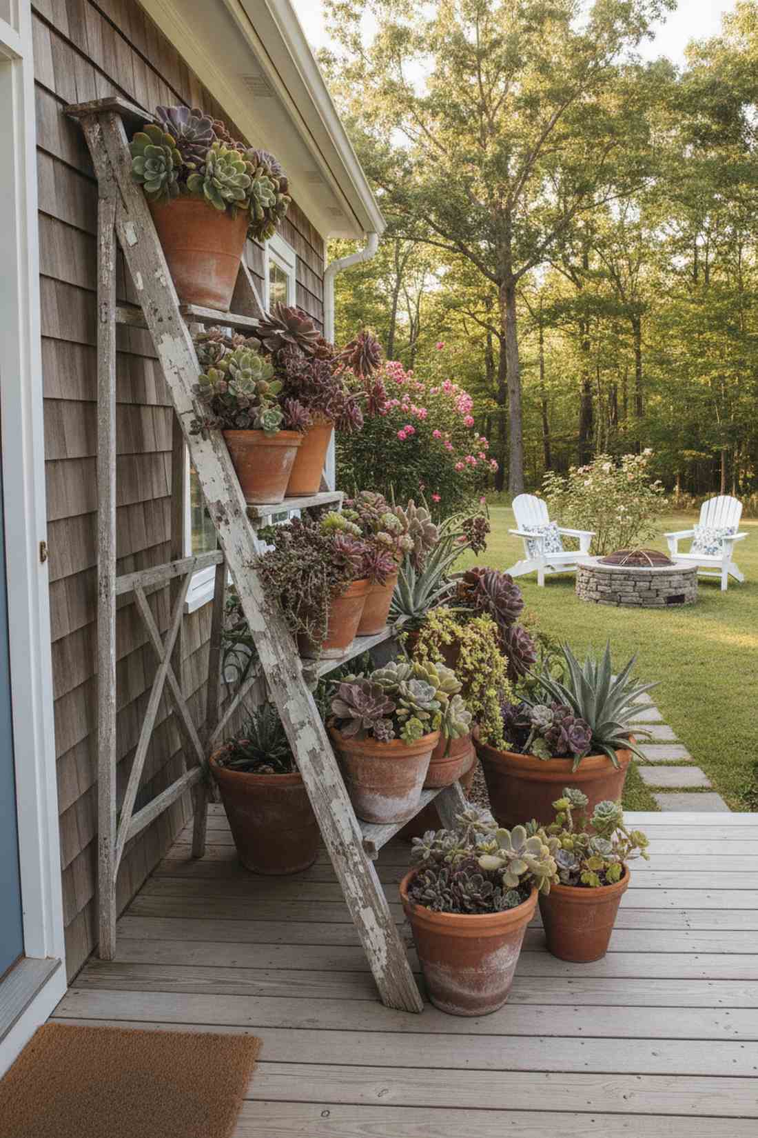 vintage ladder plant display
