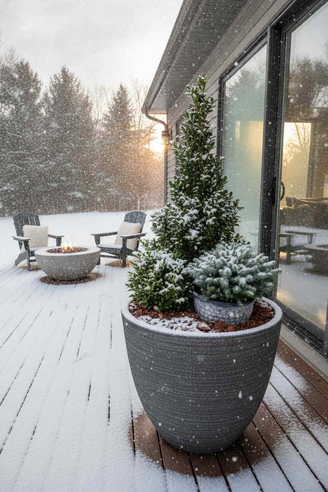 winter evergreen structure