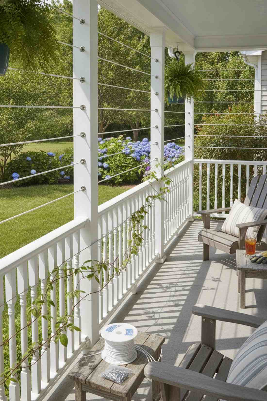 clothesline wire horizontal runs